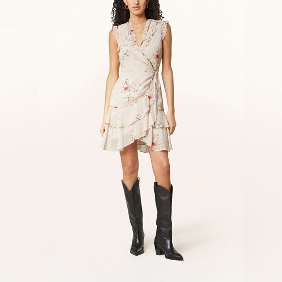 🔥🔥 NWT ALL SAINTS Musical Floral Wrap Mini Dress Size 6 US 10 UK EU 38 - Picture 16 of 16